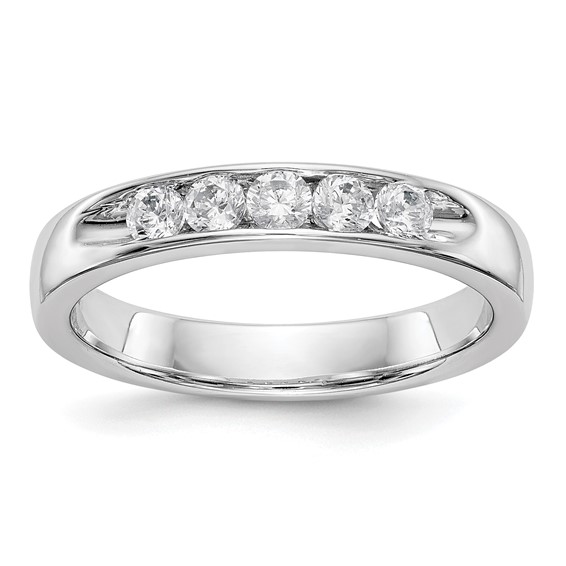14k White Gold 5-Stone (Holds 5-2.6mm Round) Open Channel Band Mounting