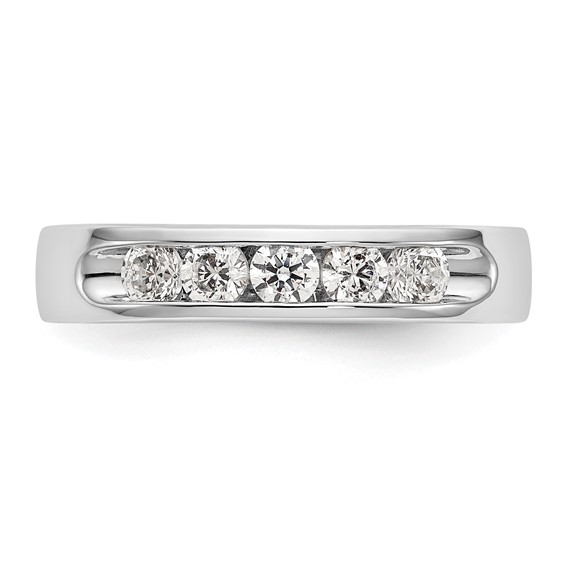 14k White Gold 5-Stone (Holds 5-2.9mm Round) Open Channel Band Mounting