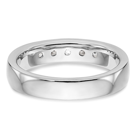 14k White Gold 5-Stone (Holds 5-2.9mm Round) Open Channel Band Mounting