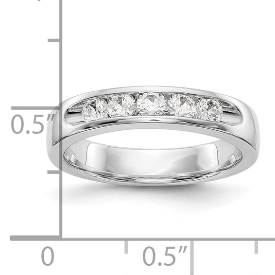 14k White Gold 5-Stone (Holds 5-2.9mm Round) Open Channel Band Mounting