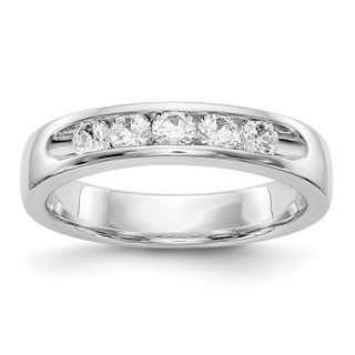 14k White Gold 5-Stone (Holds 5-2.9mm Round) Open Channel Band Mounting
