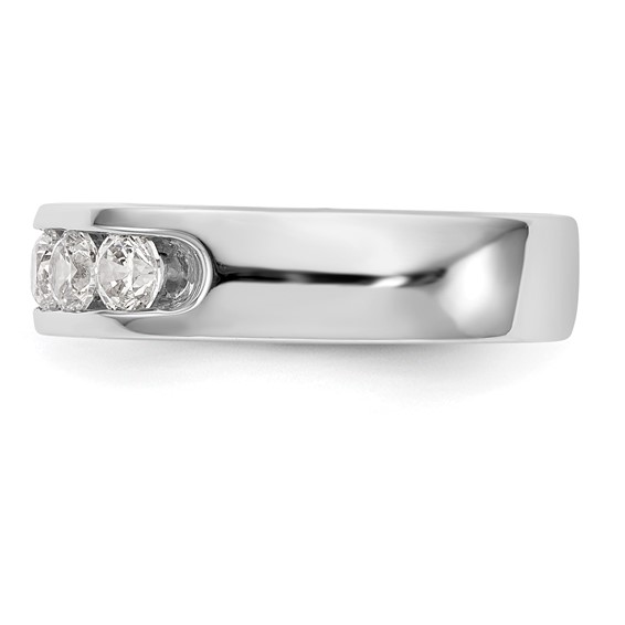 14k White Gold 5-Stone (Holds 5-3.4mm Round) Open Channel Band Mounting