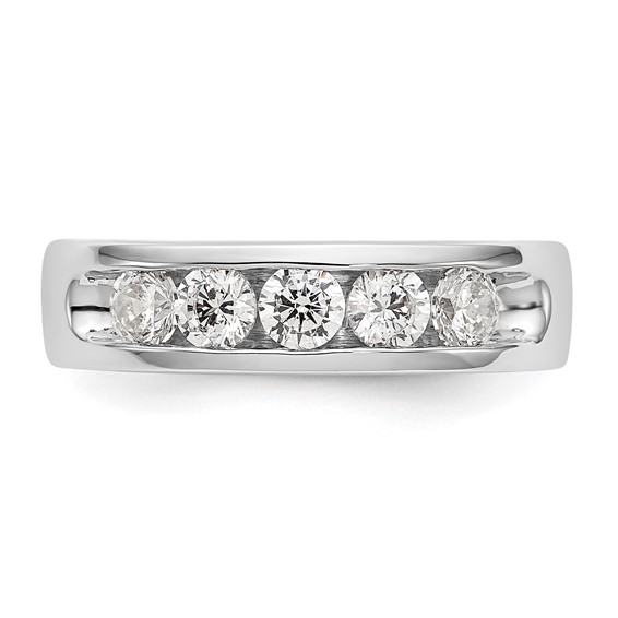 14k White Gold 5-Stone (Holds 5-3.4mm Round) Open Channel Band Mounting
