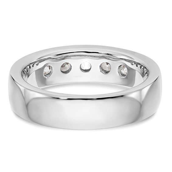 14k White Gold 5-Stone (Holds 5-3.4mm Round) Open Channel Band Mounting