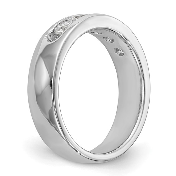 14k White Gold 5-Stone (Holds 5-3.4mm Round) Open Channel Band Mounting