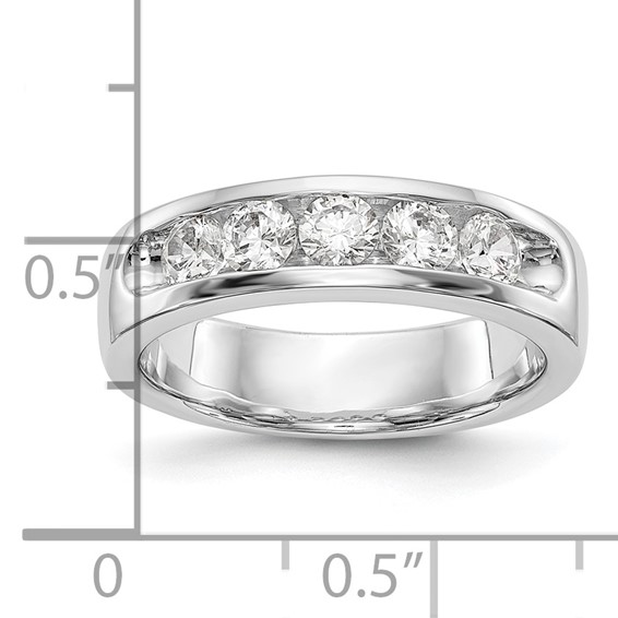 14k White Gold 5-Stone (Holds 5-3.4mm Round) Open Channel Band Mounting