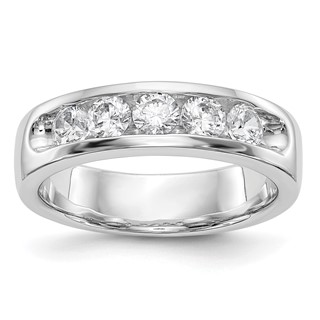14k White Gold 5-Stone (Holds 5-3.4mm Round) Open Channel Band Mounting