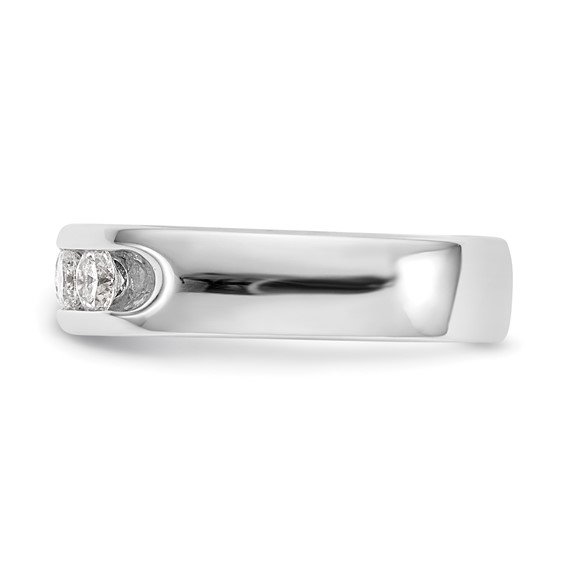 14k White Gold 5-Stone (Holds 5-3.7mm Round) Open Channel Band Mounting