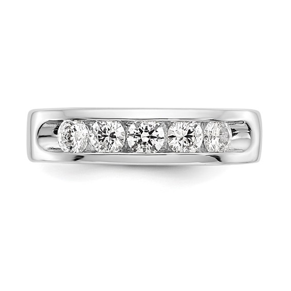 14k White Gold 5-Stone (Holds 5-3.7mm Round) Open Channel Band Mounting