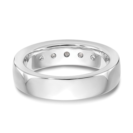 14k White Gold 5-Stone (Holds 5-3.7mm Round) Open Channel Band Mounting