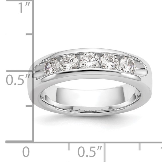 14k White Gold 5-Stone (Holds 5-3.7mm Round) Open Channel Band Mounting