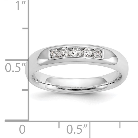 14K White Gold 5-Stone (Holds 5-2.1mm Round) Closed Channel Band Mounting