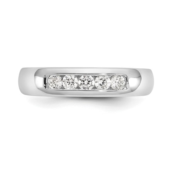 14K White Gold 5-Stone (Holds 5-2.5mm Round) Closed Channel Band Mounting
