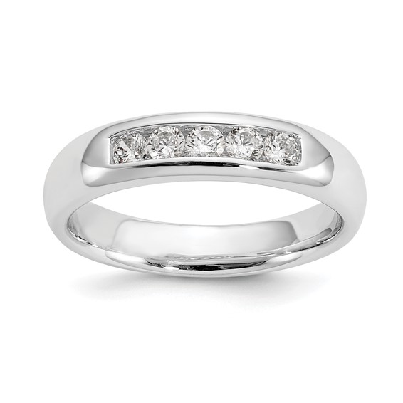 14K White Gold 5-Stone (Holds 5-2.5mm Round) Closed Channel Band Mounting