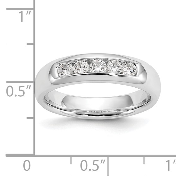 14K White Gold 5-Stone (Holds 5-2.7mm Round) Closed Channel Band Mounting