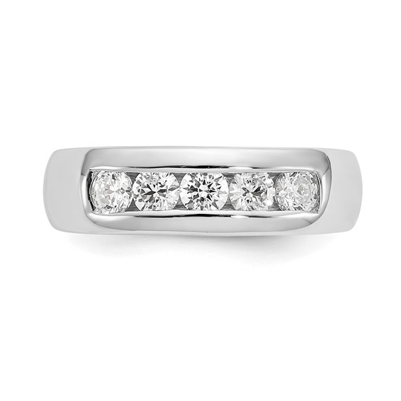 14K White Gold 5-Stone (Holds 5-3.1mm Round) Closed Channel Band Mounting