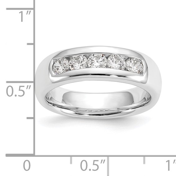 14K White Gold 5-Stone (Holds 5-3.1mm Round) Closed Channel Band Mounting