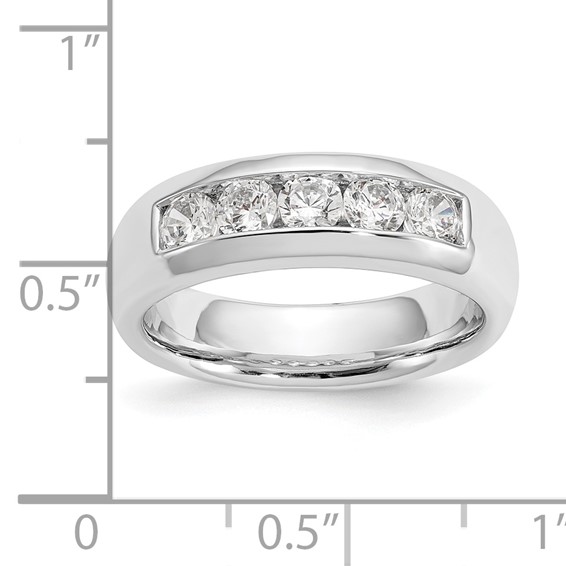 14K White Gold 5-Stone (Holds 5-3.4mm Round) Closed Channel Band Mounting