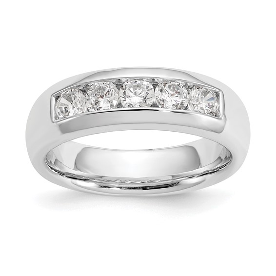 14K White Gold 5-Stone (Holds 5-3.4mm Round) Closed Channel Band Mounting