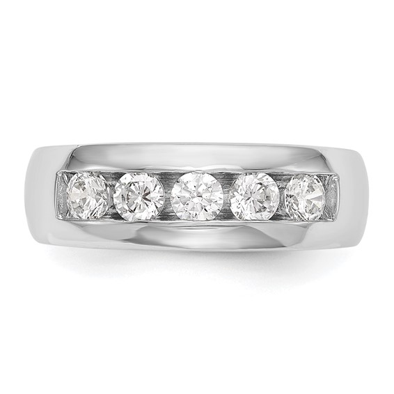 14K White Gold 5-Stone (Holds 5-3.7mm Round) Closed Channel Band Mounting