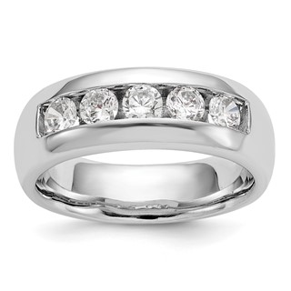 14K White Gold 5-Stone (Holds 5-3.7mm Round) Closed Channel Band Mounting