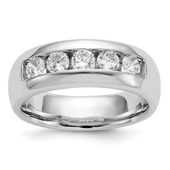 14K White Gold 5-Stone (Holds 5-3.7mm Round) Closed Channel Band Mounting