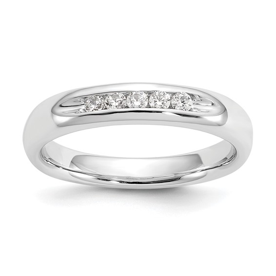 14K White Gold 5-Stone (Holds 5-1.9mm Round) Open Channel Band Mounting
