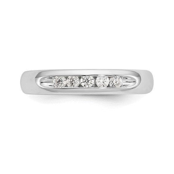 14K White Gold 5-Stone (Holds 5-2.1mm Round) Open Channel Band Mounting