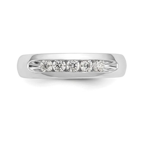 14K White Gold 5-Stone (Holds 5-2.5mm Round) Open Channel Band Mounting