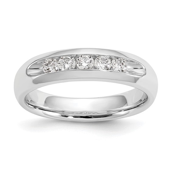 14K White Gold 5-Stone (Holds 5-2.5mm Round) Open Channel Band Mounting