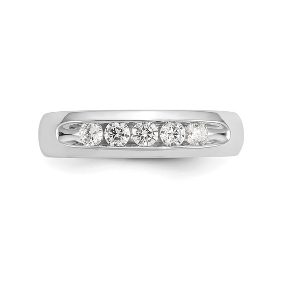 14K White Gold 5-Stone (Holds 5-2.7mm Round) Open Channel Band Mounting