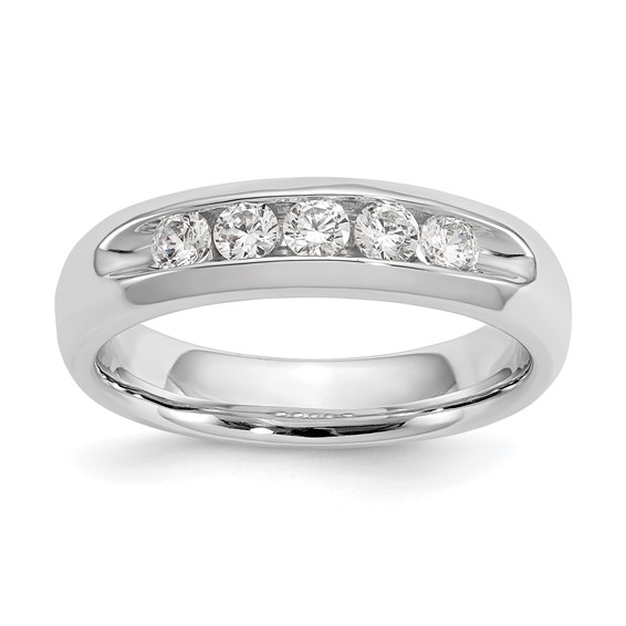 14K White Gold 5-Stone (Holds 5-2.7mm Round) Open Channel Band Mounting