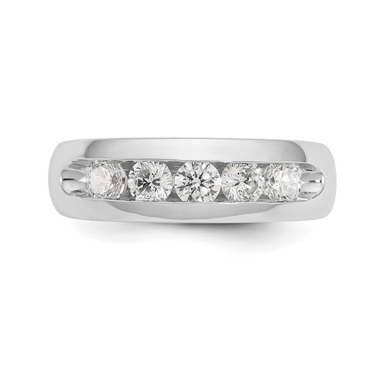 14K White Gold 5-Stone (Holds 5-3.4mm Round) Open Channel Band Mounting