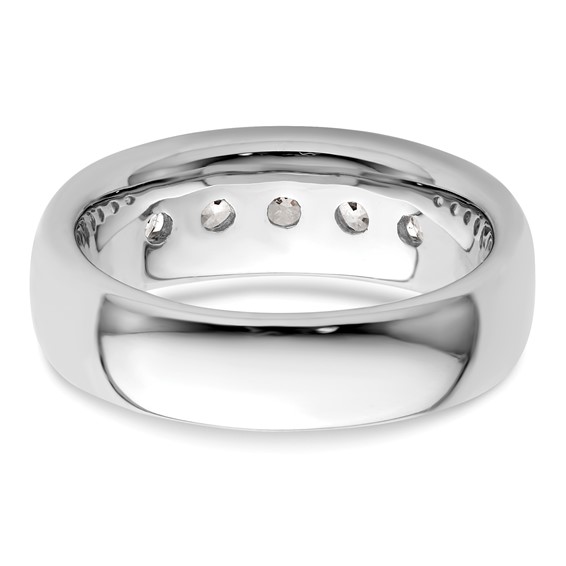 14K White Gold 5-Stone (Holds 5-3.7mm Round) Open Channel Band Mounting