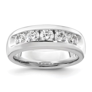 14K White Gold 5-Stone (Holds 5-3.7mm Round) Open Channel Band Mounting