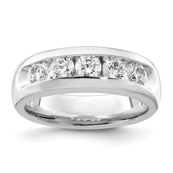 14K White Gold 5-Stone (Holds 5-3.7mm Round) Open Channel Band Mounting
