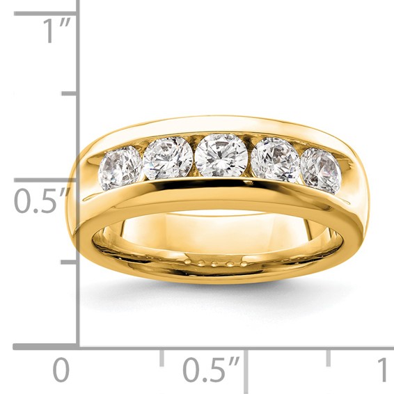14K Yellow Gold 5-Stone (Holds 5-3.7mm Round) Open Channel Band Mounting