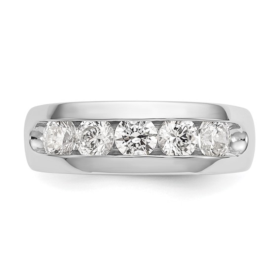 14K White Gold 5-Stone (Holds 5-4.00mm Round) Open Channel Band Mounting