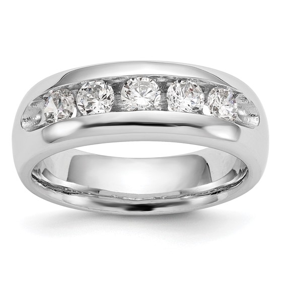 14K White Gold 5-Stone (Holds 5-4.00mm Round) Open Channel Band Mounting