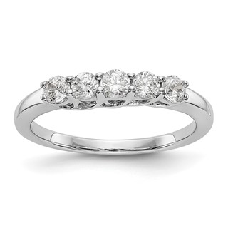 14K White Gold 5-Stone Shared Prong (Holds 5-2.9mm Round) Diamond Band Mounting
