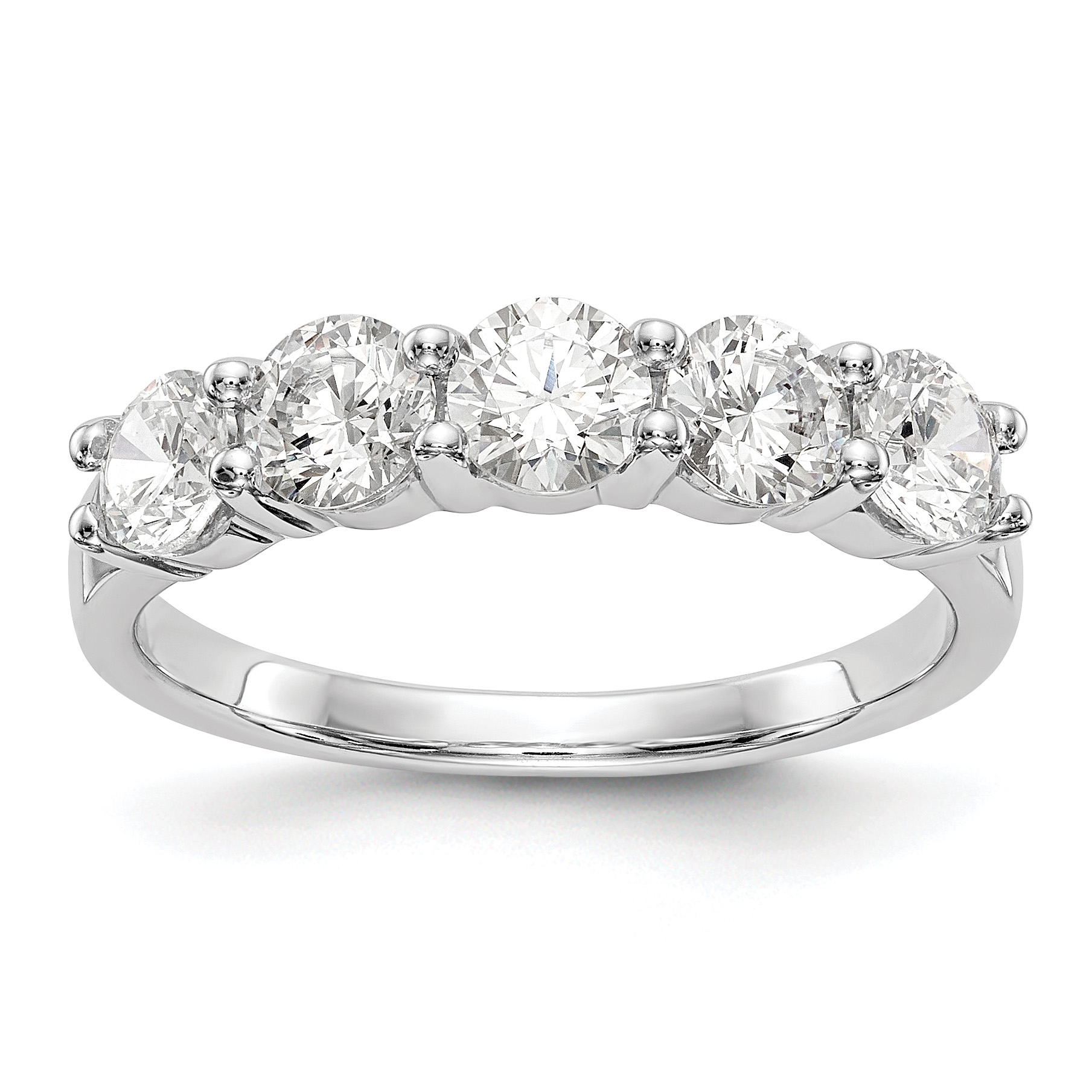 14k White Gold 1 1/3 carat Lab Grown Diamond VS/SI+ G+ Five Stone Complete Fashion Band (RM3284B-133-WLG)