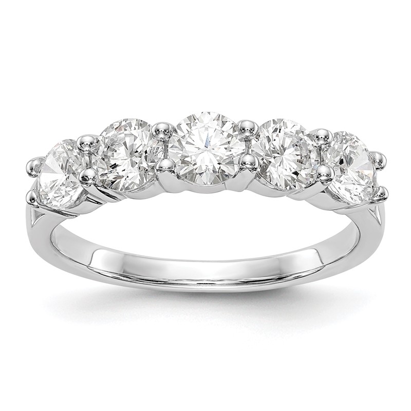 14k White Gold 1 1/3 carat Lab Grown Diamond VS/SI+ G+ Five Stone Complete Fashion Band