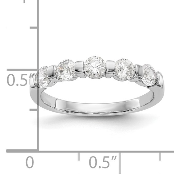 14K White Gold 5-Stone Channel-set (Holds 5-3.4mm Round) Diamond Band Mounting