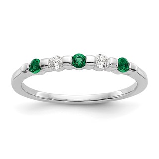 14k White Gold 2.9mm Emerald AA Diamond Anniversary Band