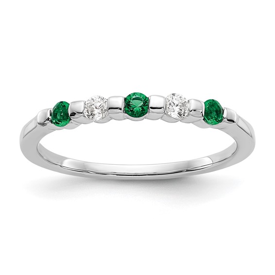 14k White Gold 2.9mm Emerald AA Diamond Anniversary Band