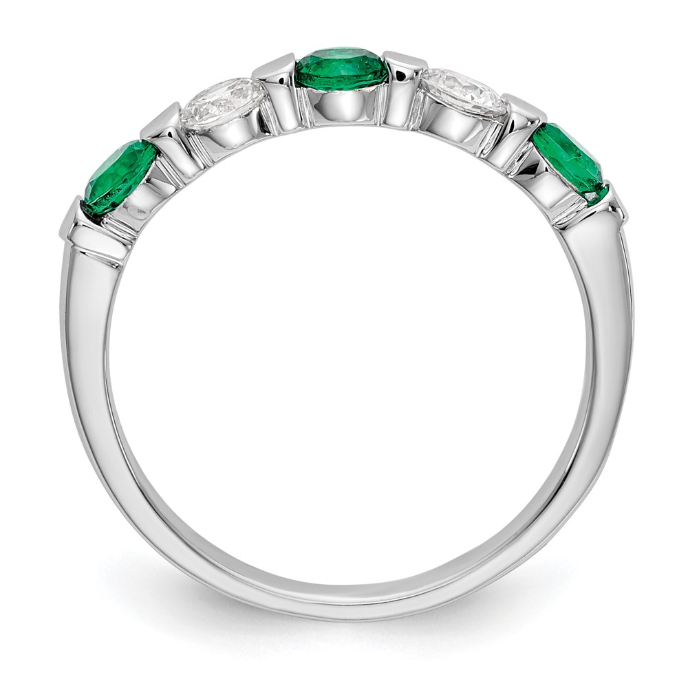 14k White Gold 1/3 carat Diamond and Emerald Complete Band (RM3285B-EM-030-WAA)