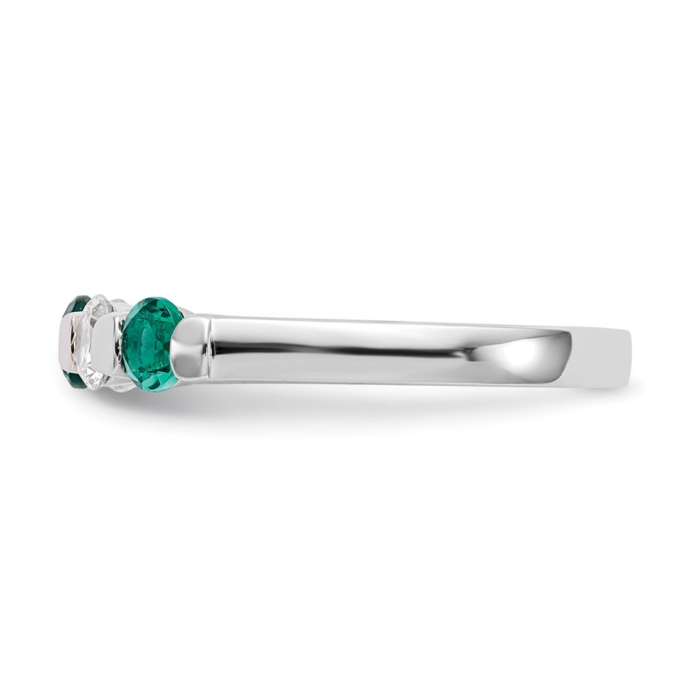 14k White Gold 1/3 carat Diamond and Emerald Complete Band (RM3285B-EM-030-WAA)