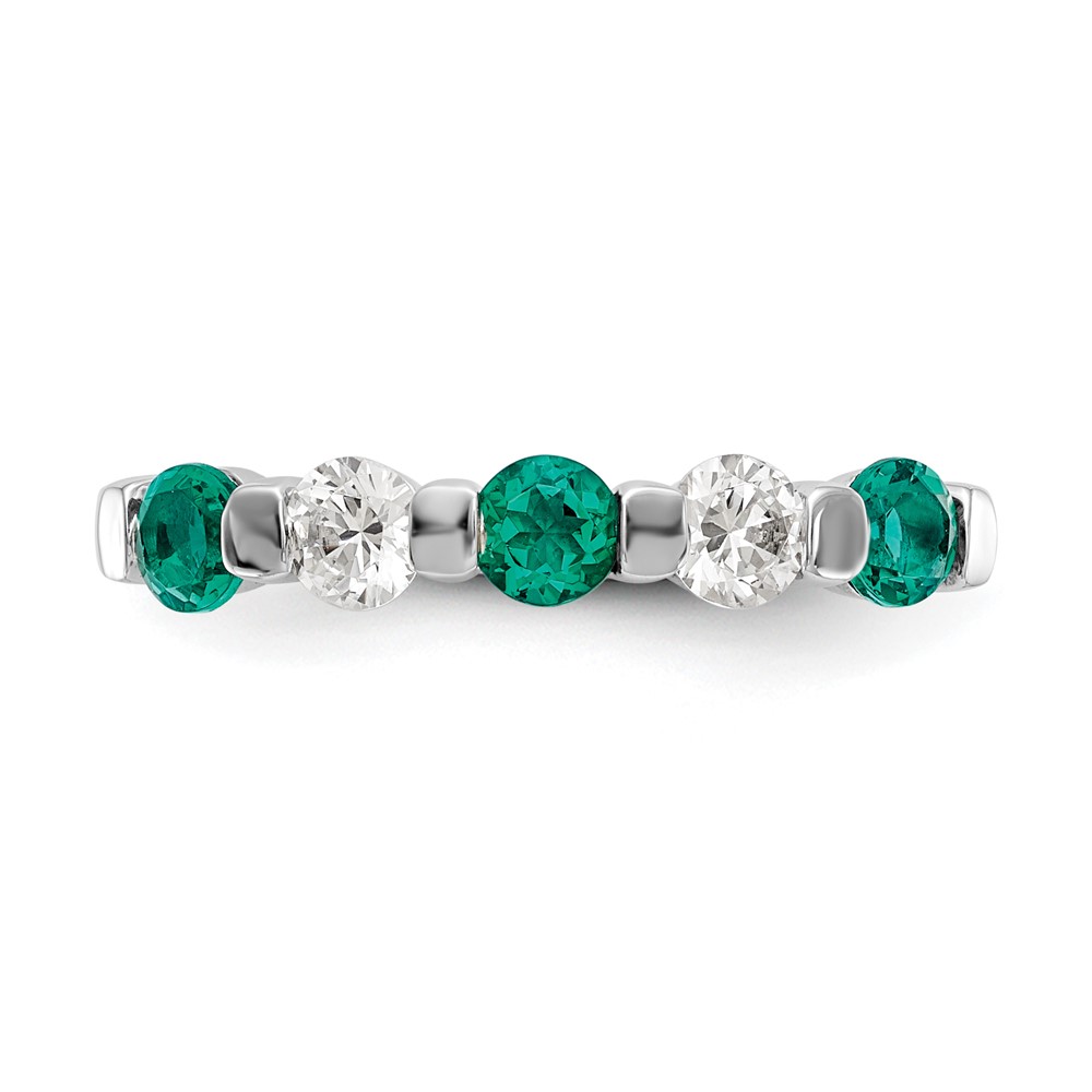 14k White Gold 1/3 carat Diamond and Emerald Complete Band (RM3285B-EM-030-WAA)