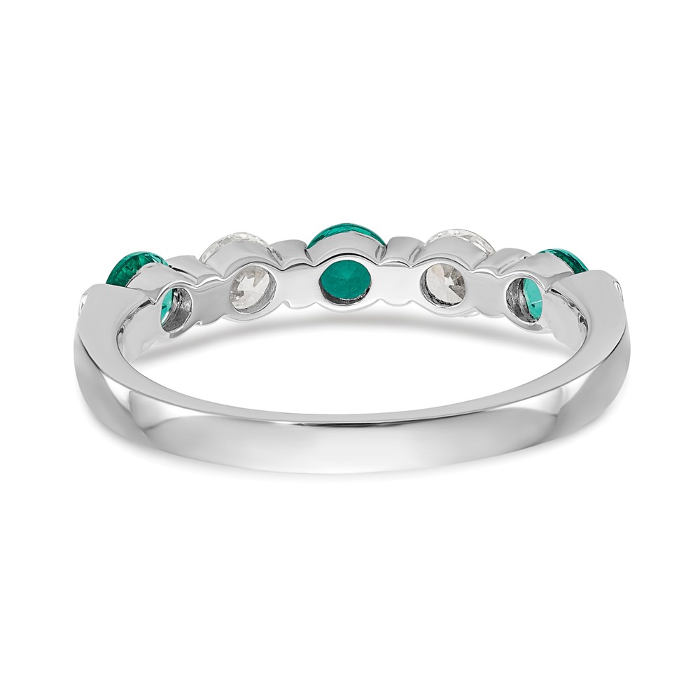 14k White Gold 1/3 carat Diamond and Emerald Complete Band (RM3285B-EM-030-WAA)