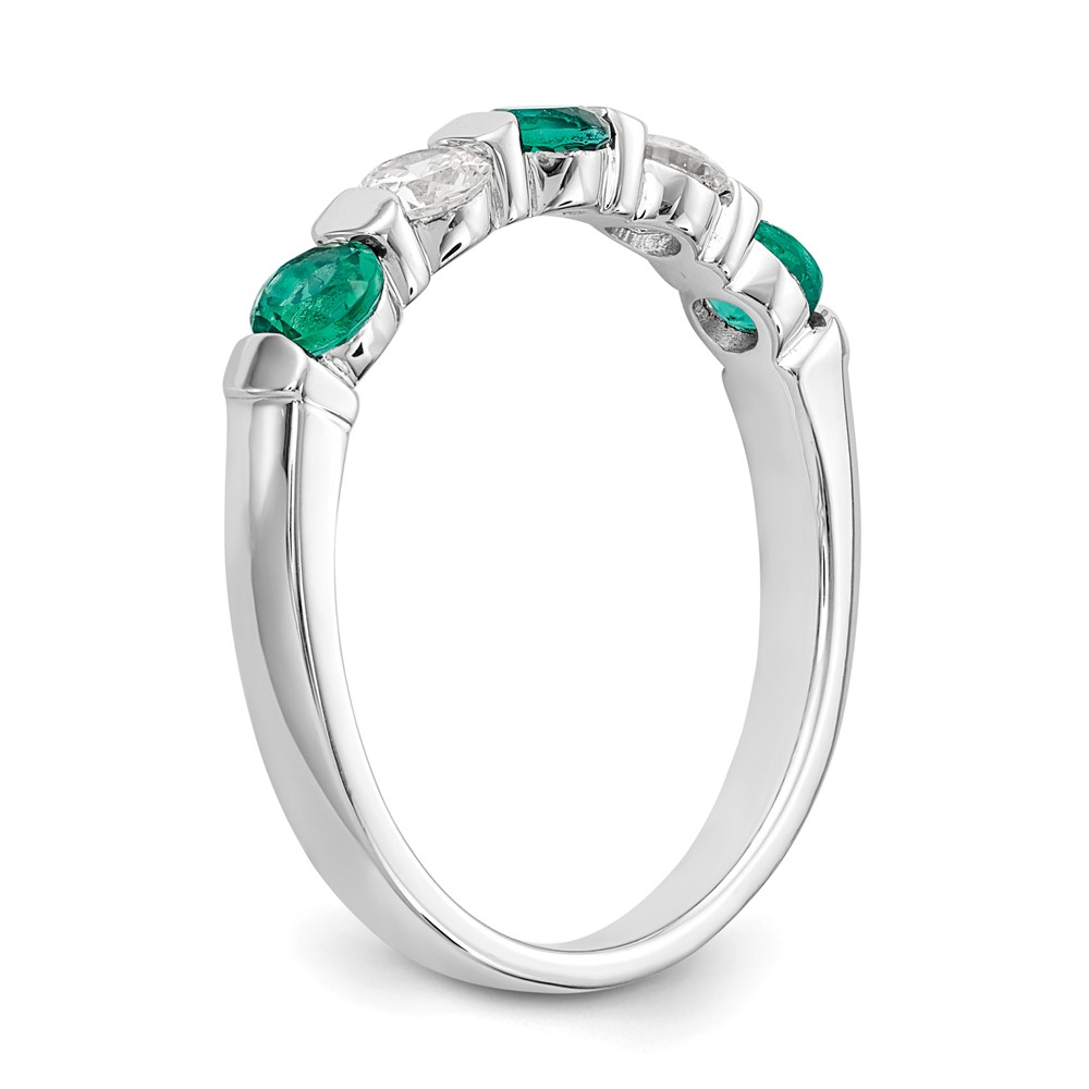14k White Gold 1/3 carat Diamond and Emerald Complete Band (RM3285B-EM-030-WAA)